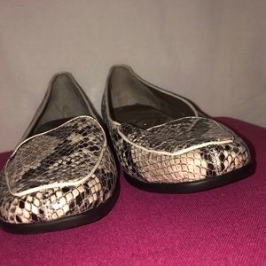 Snake skin pleather slip ons